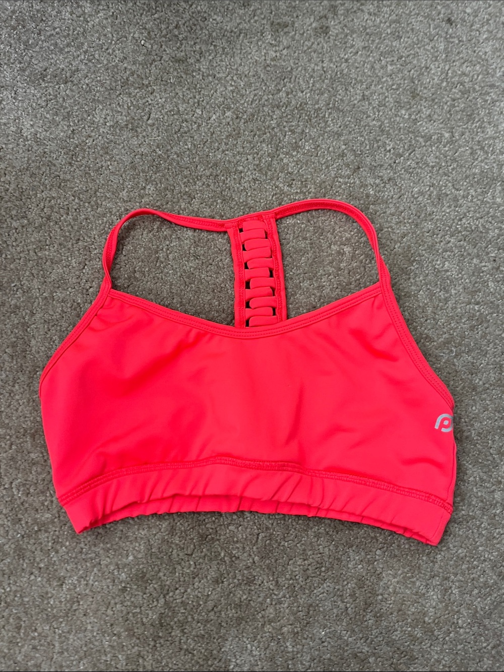 Popular Basics Neon Coral Sports Bra with Ladder Back